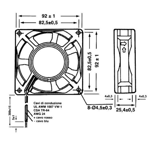Ventilateur axial 92x92x25.4mm...