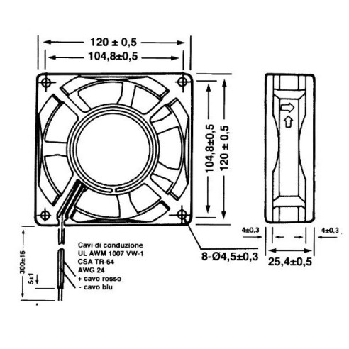 Axial fan 120x120x25.4mm...