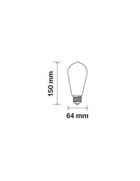 V-TAC VT-2185 7474 LED Bulb E27 4W ST64 Filament Amber 1800K
