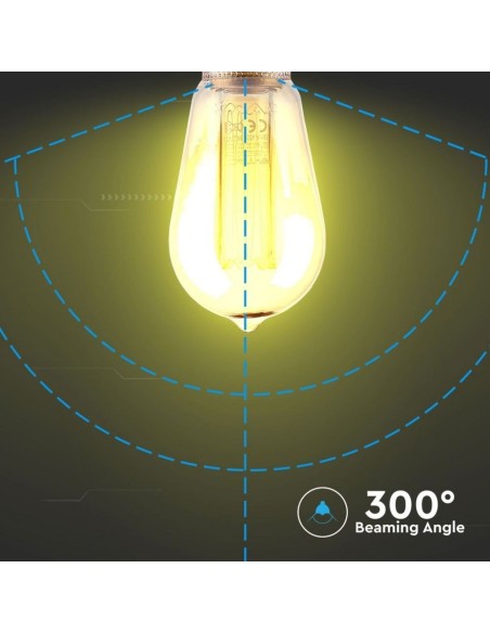 V-TAC VT-2185 7474 LED Bulb E27 4W ST64 Filament Amber 1800K