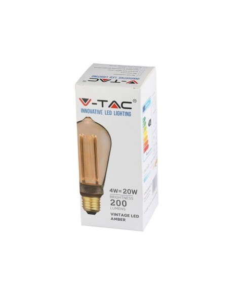 V-TAC VT-2185 7474 LED Bulb E27 4W ST64 Filament Amber 1800K