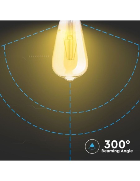 V-TAC VT-1966 4362 LED Bulb E27 6W ST64 Filament Amber 2200K