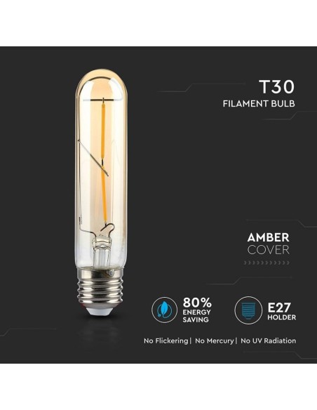 V-TAC VT-2042 7252 LED-lamp E27 2W T30 Filament Amber 2200K