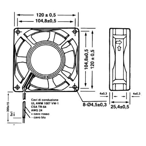 Axial fan 120x120x25.4mm...