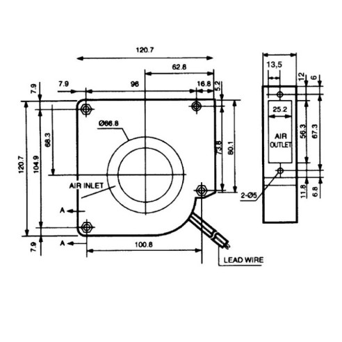 120x120x31mm radial thermoplastic...