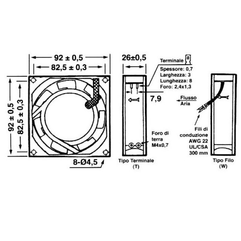 Ventilador axial 92x92x25,4mm...