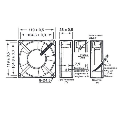 Axial 120x120x25.4mm metal fan, ball...