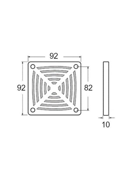 PVC-Gitter mit Ventilatorfilter 92x92mm - Commonwealth D3