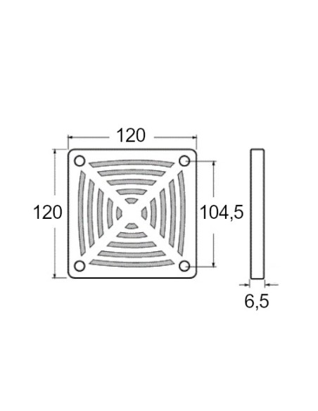 Grille en PVC avec filtre pour ventilateur 120x120mm - Commonwealth D4