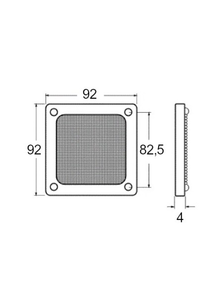 Aluminium rooster com stalen filter voor ventilator 92x92mm - Commonwealth M3