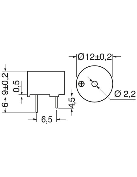 Zumbador electromagnético para circuito impreso, ⌀12mm, 80dB, 1,5Vdc 30mA - Kepo KPM-G1201A1-K6524