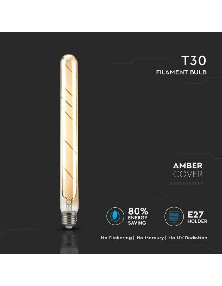 V-TAC VT-2005 7142 LED Bulb E27 5W T30 Filament Amber 2200K