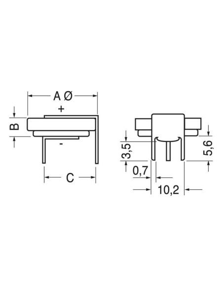 Pila al litio 3V 210mAh a 3 pin per montaggio orizzontale su circuito stampato - CR2032, DL2032
