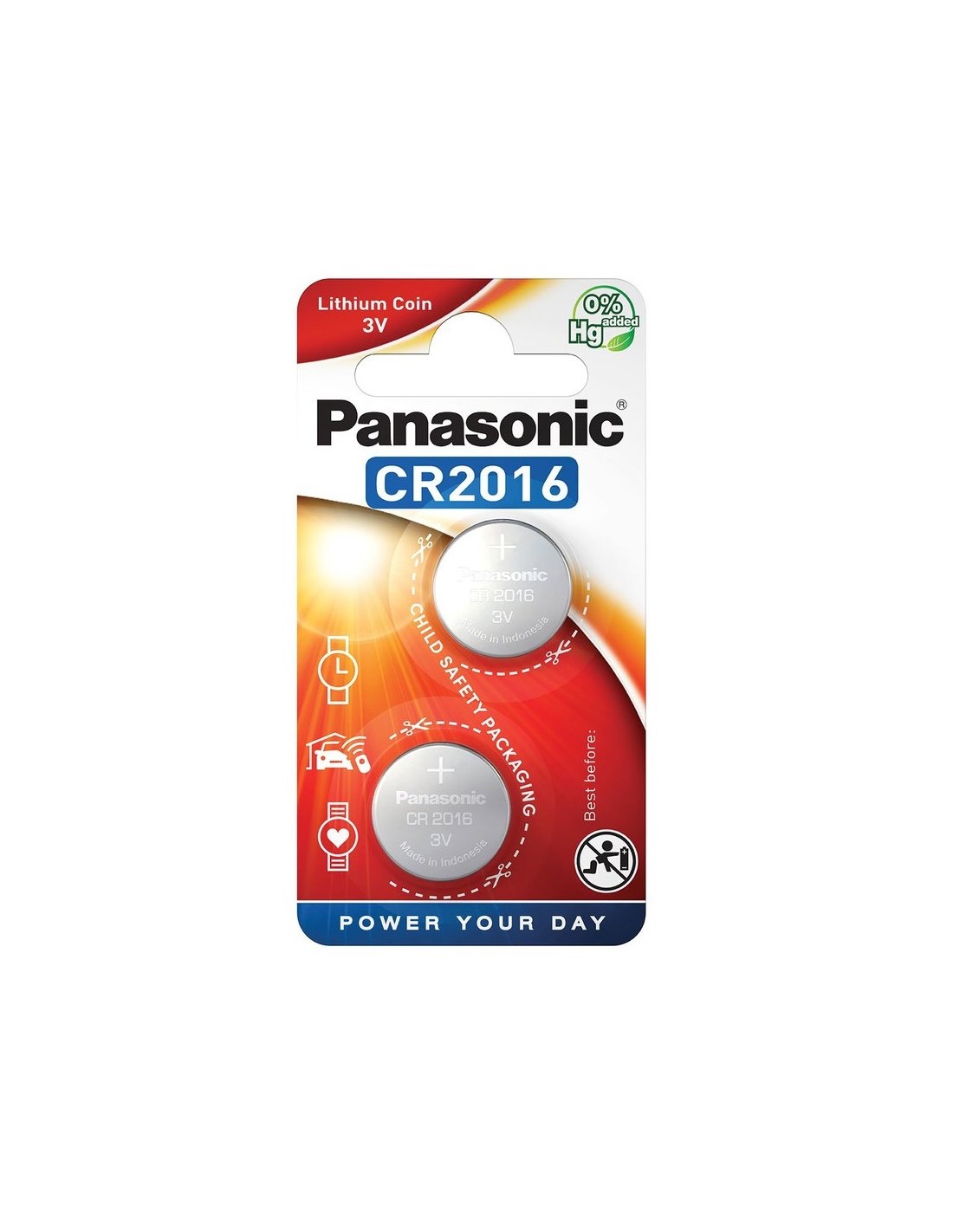 Pile bouton au lithium 3V Panasonic - CR2016, DL2016
