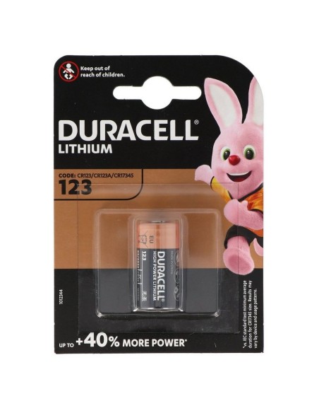 Blisterverpakking van 1 lithium batterij 3V 1500mAh Duracell - CR123, CR123A, CR17345