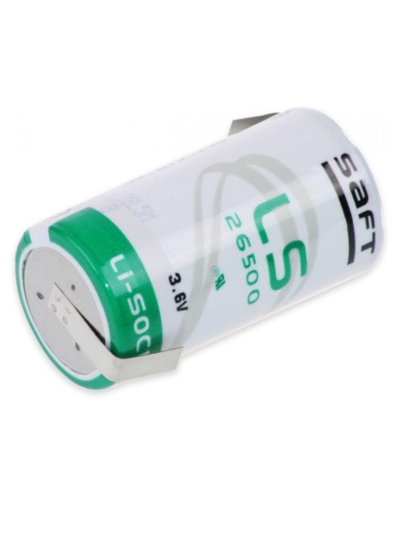 Batería de litio-cloruro de tionilo (li-socl2) 3,6V 7,7Ah con lengüetas de soldadura Saft LS26500 - C