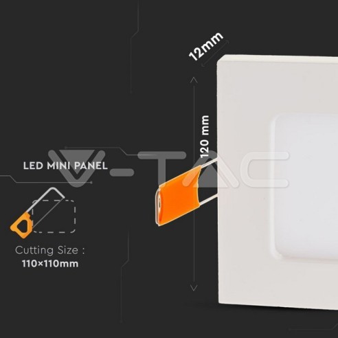 V-TAC VT-607 Panneau LED 6W encastré...