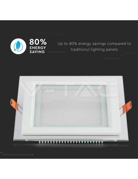 V-TAC VT-602G LED Panel 6W Recessed Square Glass Mounting