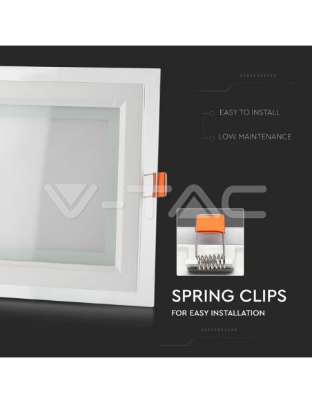 V-TAC VT-602G LED Paneel 6W Verzonken Vierkant Glas Montage