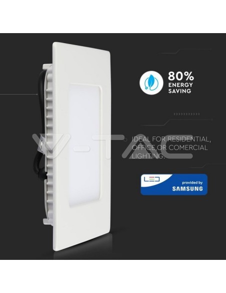 V-TAC PRO VT-612 LED-Panel 12W mit Samsung Chip Einbaumontage quadratisch