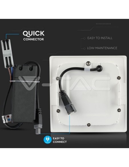 V-TAC PRO VT-612 Pannello LED 12W con Chip Samsung Montaggio ad Incasso Quadrato