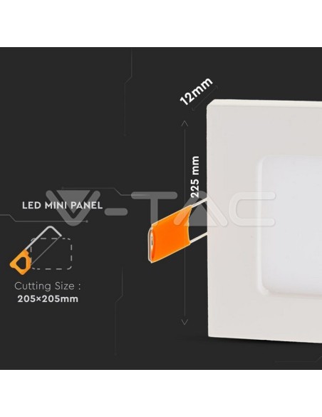 V-TAC VT-1807 Panneau LED carré 18W montage encastré