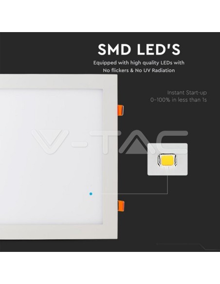 V-TAC VT-2407 Vierkant LED Paneel 24W Inbouwmontage