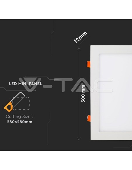 V-TAC VT-2407 Quadratisches LED-Panel 24W Einbau-Montage