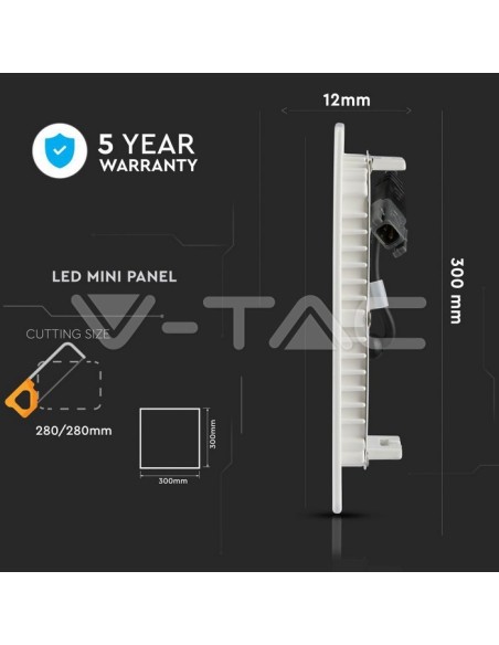 V-TAC VT-624 721 24W quadratisches LED-Panel mit Samsung Chip Einbaumontage