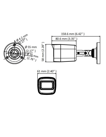 Hikvision HWT-B181-M Cámara Bullet 8,0 Mpíxeles Ultra HD 4K, 4 en 1 HDCVI / HDTVI / AHD / CVBS, lente fija de 2,8 mm, IP66