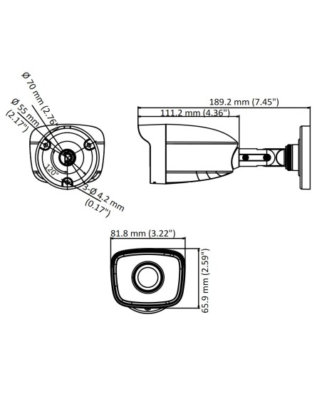 Hikvision Hiwatch HWT-B140-M 4.0 Megapixel Ultra HD Bullet Camera, 4 in 1 HDCVI / HDTVI / AHD / CVBS, 2.8mm fixed lens, IP66
