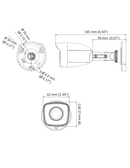Telecamera Bullet Hikvision HWT-B123-M 2.0 Mpx Full HD, 4 in 1 HDCVI HDTVI AHD CVBS, ottica fissa 2.8mm, IP66, Ultra Low Light
