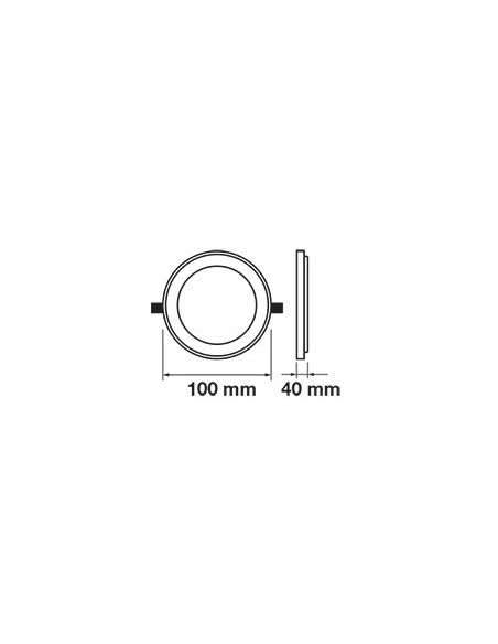 V-TAC VT-602G 4740 Panneau rond en verre LED 6W montage encastré