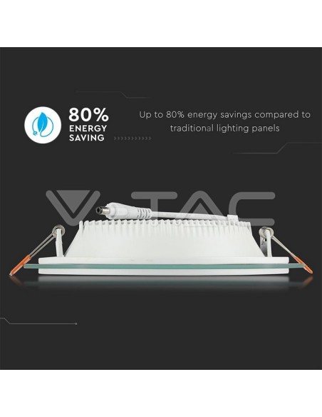 V-TAC VT-602G 4740 LED Round Glass Panel 6W Recessed Mounting