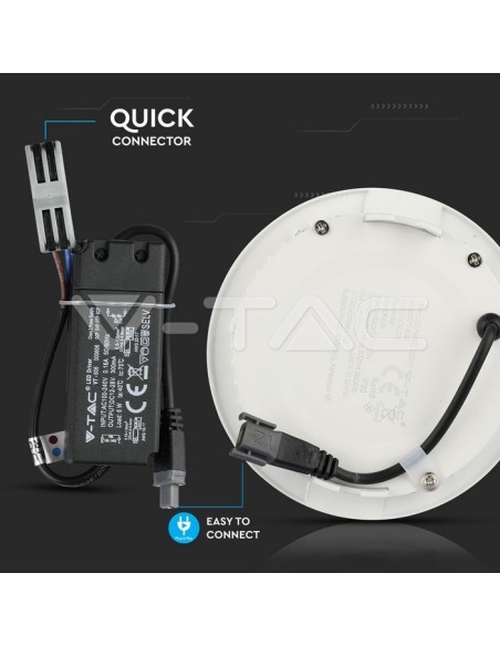V-TAC VT-606 706 Panneau LED rond 6W avec puce Samsung Montage encastré