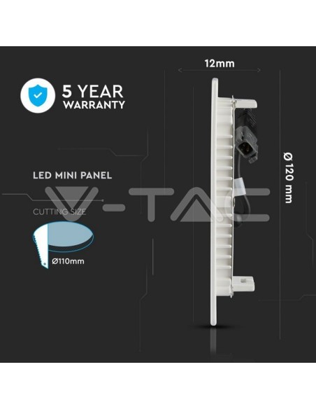 V-TAC VT-606 706 Rundes LED-Panel 6W mit Samsung Chip Einbaumontage
