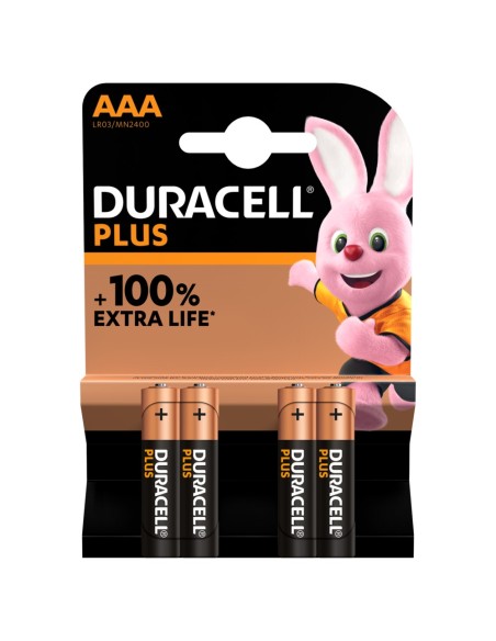Blister da 4 pile alcaline 1,5V Duracell "Plus" - ministilo, AAA, LR03, MN2400