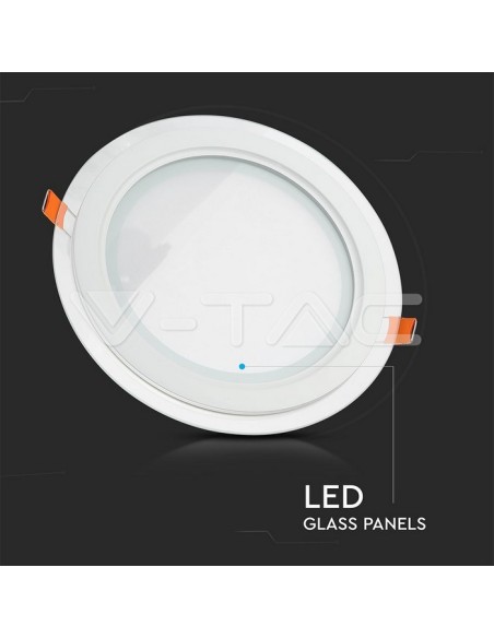 V-TAC VT-1202G Panneau rond à LED 12W en verre Montage encastré