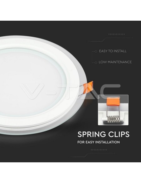 V-TAC VT-1202G Round LED Panel 12W Glass Recessed Mounting