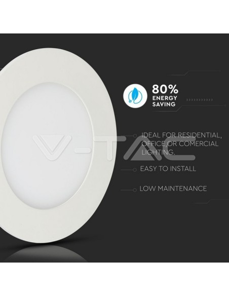 V-TAC PRO VT-612 712 rond LED-paneel 12W met Samsung Chip Ingebouwde montage