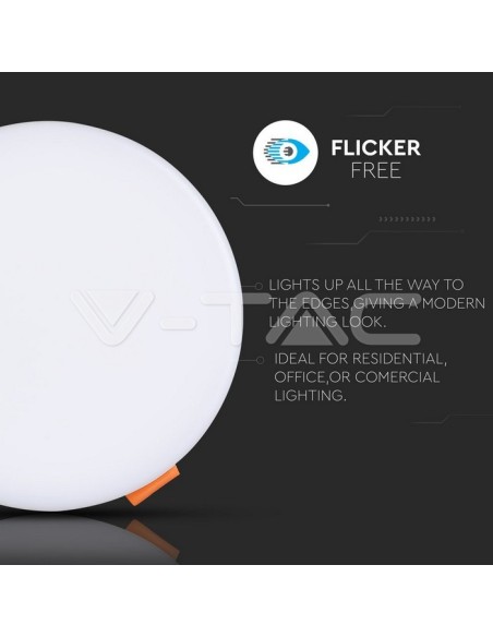 V-TAC VT-619RD 18W Rundes LED-Panel mit Samsung Chip Einbaumontage