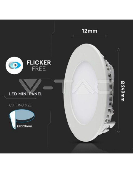 V-TAC VT-2207 LED Round Panel 22W Recessed Mounting