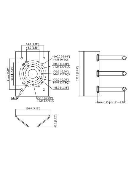 Soporte de poste para cámaras bullet y speed dome - Dahua DH-PFA150