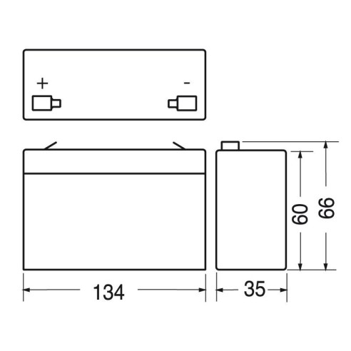 Hermetische lood-zuur batterij 6V 3.3Ah