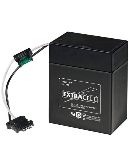 6V 13Ah sealed lead-acid battery with connector