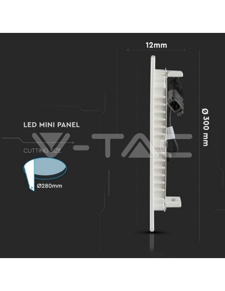 V-TAC VT-624 Pannello LED Rotondo 24W con Chip Samsung Montaggio ad Incasso