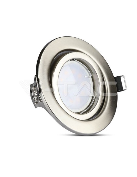V-TAC VT-4444 8884 3er-Pack runde GU10 Satin Nickel LED-Strahlerhalter mit 5W-Strahlern im Lieferumfang