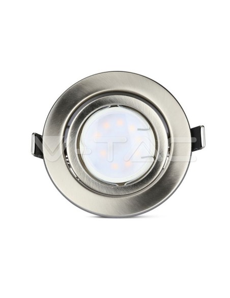 V-TAC VT-4444 8884 Confezione da 3 portafaretti LED orientabili Rotondi GU10 Colore Nichel Satinato con Faretti 5W Inclusi