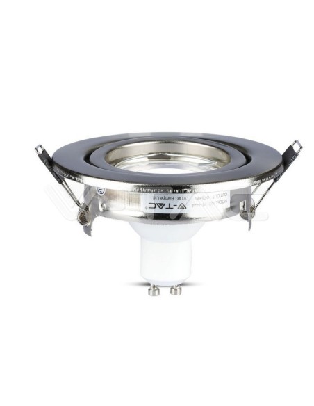 V-TAC VT-4444 8884 Pack de 3 Focos LED redondos GU10 color níquel satinado con focos de 5W incluidos