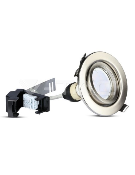 V-TAC VT-4444 8884 Lot de 3 porte-spots ronds à LED GU10 couleur nickel satiné avec spots de 5W inclus